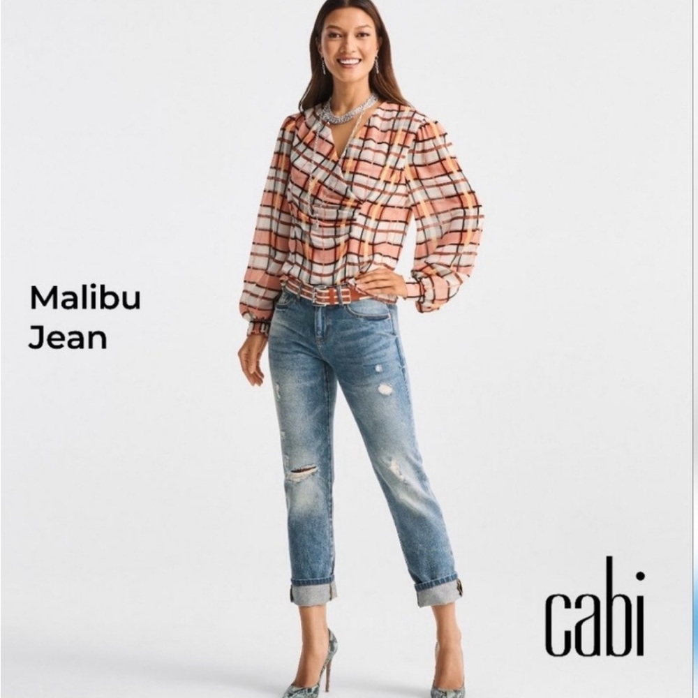 CAbi Malibu Jeans Distressed Relaxed Boyfriend Jeans Size 6